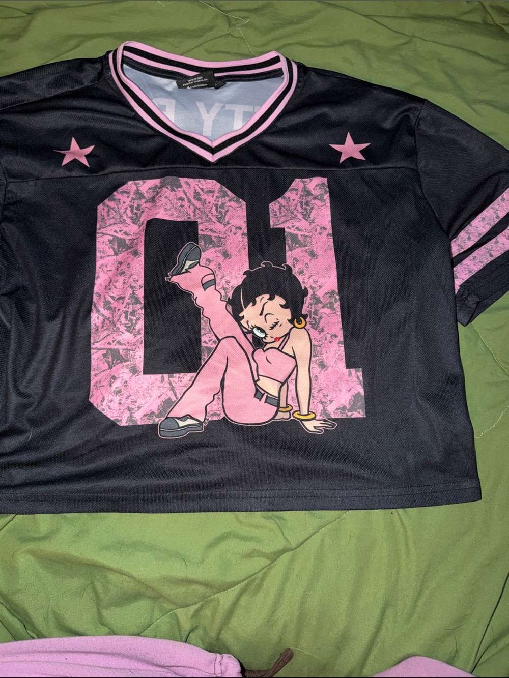 Betty Boop Black Jersey Crop Top